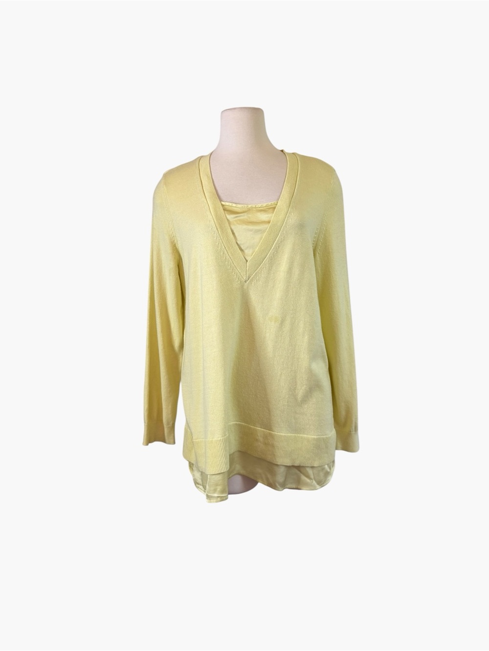 J. Jill Yellow V-Neck Layered lightweight sweater Top